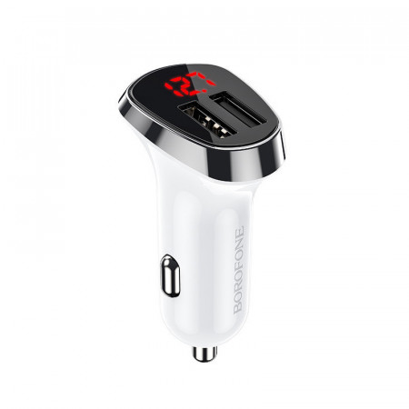 Incarcator Auto Borofone BZ15 Auspicious - 2xUSB - 2,4A cu USB to Lightning cablu white - Img 2