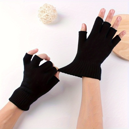 Manusi tricotate de iarna, confortabile, cu jumatate de deget, rezistente la vant, PMTY40056
