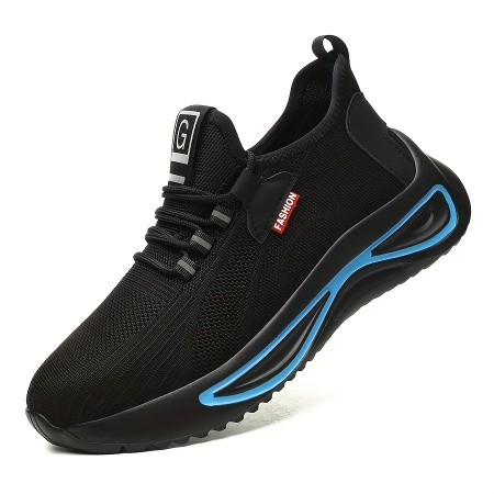 Pantofi de siguranță cu vârf din oțel și talpă anti-înțepare – model sport, negru cu albastru, TMXP128273 - Img 3