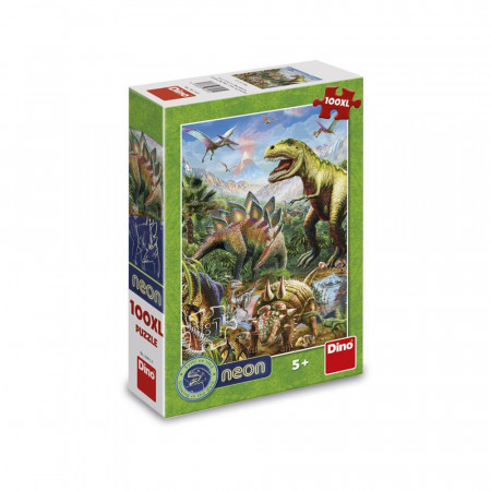 Puzzle neon Dinozauri, 100 piese - DINO TOYS - Img 3