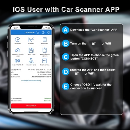 Scanner OBD2 Wireless YNF pentru iOS &amp; Android, PMHT230452 - Img 4