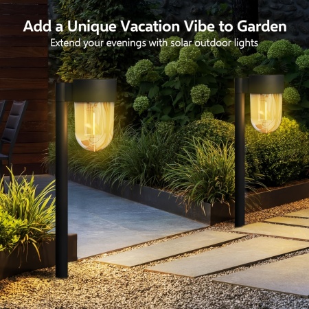 Set 2 lămpi solare LED tip lampadar pentru grădină – Design modern și iluminare ambientală caldă, TMCL111462 - Img 7