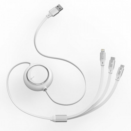 Baseus Cablu Bright Mirror 3 in 1 - USB to Micro USB, Lightning, Tip C - 3,5A 1,2 metrus (CAMLT-MJ02) alb - Img 2