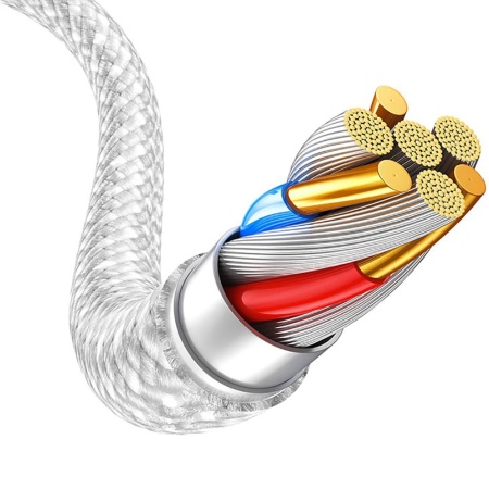 Cablu împletit Blavec Candy - USB la Tip C - PD 60W, 3A, 1 metru, Apple, CarPlay/Android Auto (CCA-UC3W10) Alb, MGKABAV1764 - Img 7