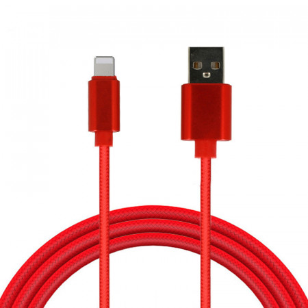 Cablu TYPE 1 - USB to Lightning - metal plugs QC 3.0 1 metre red