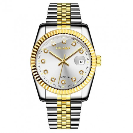 Ceas Barbatesc, Fashion, Quartz, argintiu/ auriu, Q9626-V2