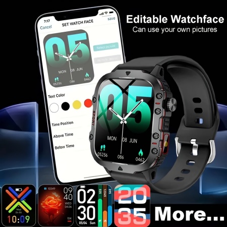 Ceas Smartwatch 4.65 cm cu ecran tactil, carcasă din aliaj, curea silicon, TMFN9220732 - Img 5