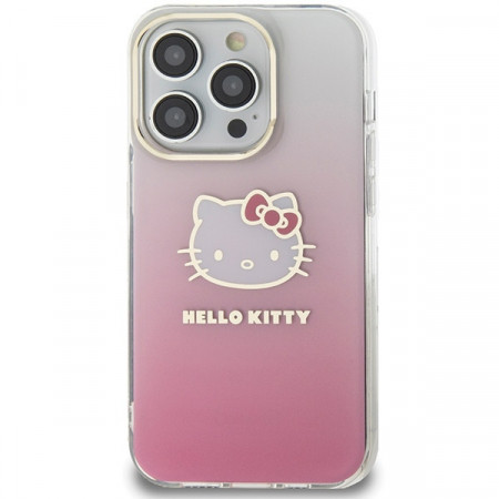 Husa Originala HELLO KITTY hardCarcasa IML Gradient Electrop Kitty Head HKHCP15LHDGKEP pentru Iphone 15 Pro Roz - Img 2