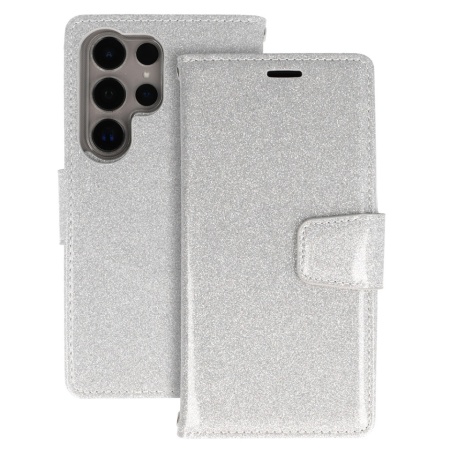 Liavec Glitter Magsafe Book Case for Samsung Galaxy S24 Plus silver