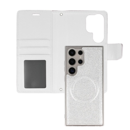 Liavec Glitter Magsafe Book Case for Samsung Galaxy S24 Plus silver - Img 2