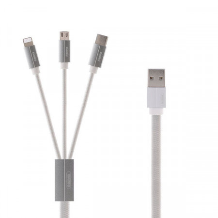 REMAX Cablu Kerolla RC-094th 3 in 1 - USB to Micro USB, Tip C, Lightning - White - Img 3