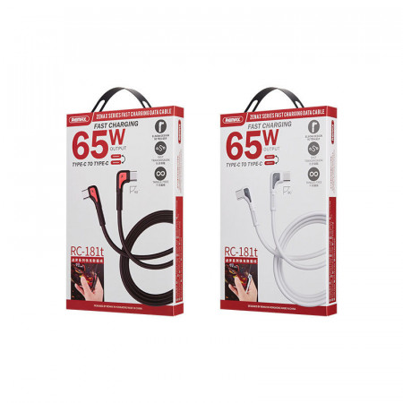 REMAX Cablu Zenax RC-181t - Tip C to Tip C - angled 65W 1 metru White - Img 2