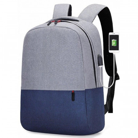 Rucsac sport cu port USB, bluemarin/ gri, PMPL150WZ33