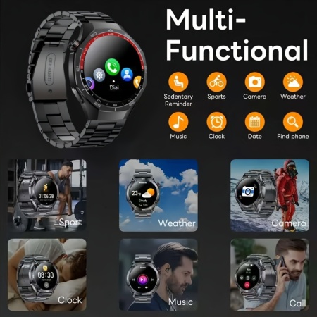Smartwatch Sport cu ecran tactil, bratara metalica + silicon, TMRU7157377 - Img 3