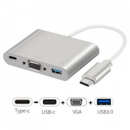 Adaptor Alpha One Prolight, USB-C, VGA, USB 3.0