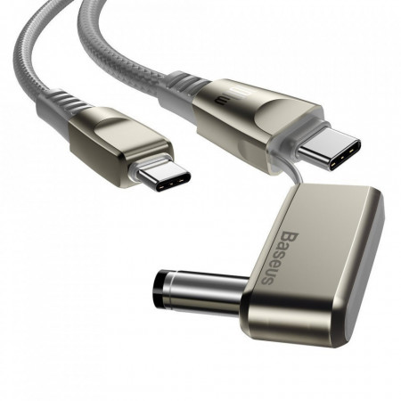 Baseus Cablu Flash Series 2 in 1 - USB to Tip C + 5,5 x 2,5mm DC adapter - 100W 5A 2 metri (CA1T2-A0G) grey