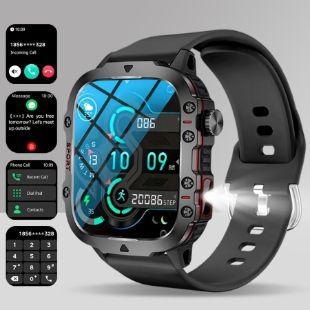 Ceas Smartwatch 4.65 cm cu ecran tactil, carcasă din aliaj, curea silicon, TMFN9220732 - Img 2