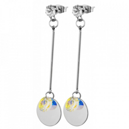 Cercei din otel inoxidabil cu elemente Swarovski, argintiu, PM5050024-001