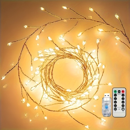 Lumini de Craciun pentru interior, 5 metri, 8 moduri luminare, cu telecomanda, Conectare USB, TMPP377451 - Img 6