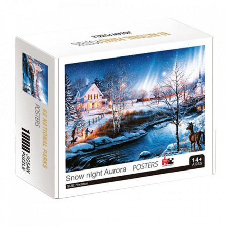 Puzzle carton, in cutie, Peisaj de iarna, 1000 piese
