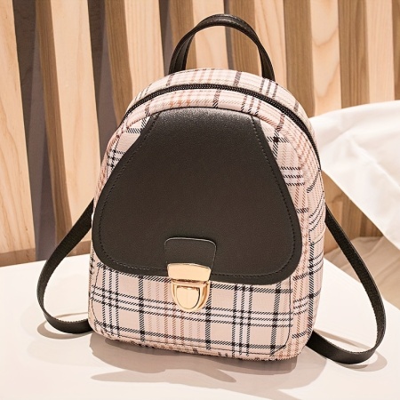 Rucsac damă Berty – design elegant cu imprimeu carouri și accente în diverse culori, TMVD09402
