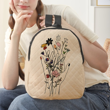 Rucsac damă Handflowers cu model maini cu flori – Stil casual și adorabil, TMHW731911 - Img 5