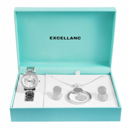 Set cadou, ceas dama, Excellanc, Argintiu, colier cu pandativ, 1 pereche cercei,Excellanc - Img 5
