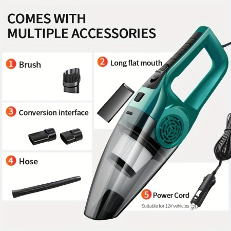 Aspirator auto portabil 12V – Putere mare de aspirare, cu multiple accesorii, TMLD188266 - Img 5