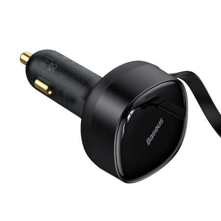 Baseus Car Charger Enjoyment Retractable 2 in 1 - Type C + Lightning - 30W (CGTX000001) Negru, MGŁAD001546 - Img 8