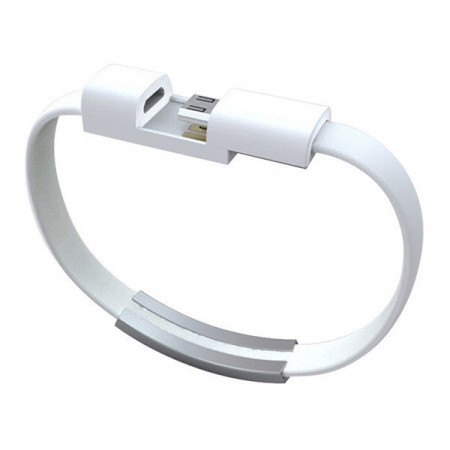 Bracelet cablu - USB to Micro USB - alb