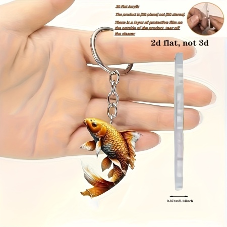 Breloc acrilic 2D – Model pește crap auriu, design elegant și detaliat, TMYV1689539 - Img 3