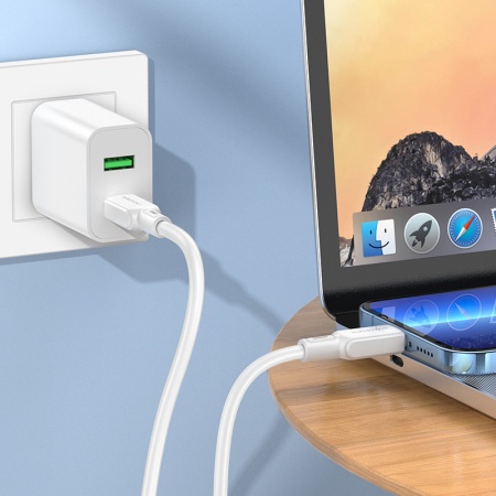 Cablu Borofone BX94 Crystal color - Type C to Lightning - PD 20W 1 metre white - Img 2