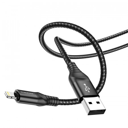 Cablu Borofone Delightful - USB to Lightning - 2,4A, 1 metru, negru