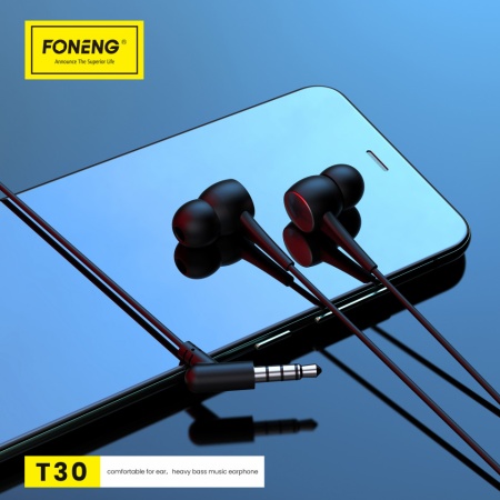 Foneng Earphones T30 with microphone black - Img 2