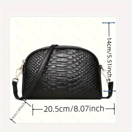 Geanta pentru femei din piele naturala, cu model Crocodil, curea detasabila, PMNV65832 - Img 2