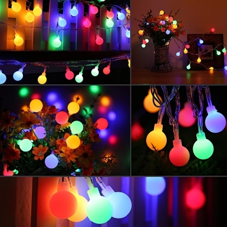 Ghirlandă Luminoasă Solară, 5 metri 20 LED – Bile Colorate RGB, pentru Exterior și Interior, TMYB21913 - Img 7