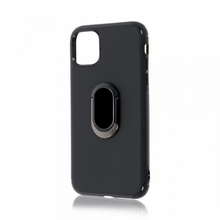 Husa iPhone 11 Pro Neagra Din Silicon Premium Cu Inel Rotativ - Img 3