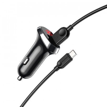 Incarcator Auto Borofone BZ15 Auspicious - 2xUSB - 2,4A cu USB to MicroUSB cablu negru - Img 3