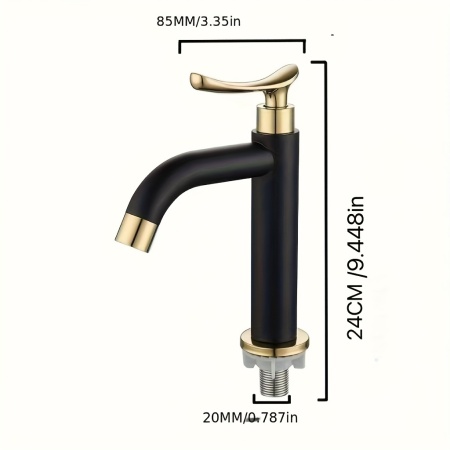 Robinet Modern pentru chiuveta baie, Finisaj Negru și Auriu, Oțel Inoxidabil 304 cu Placare Cromată și Miez din Cupru, TMUU2063366 - Img 2