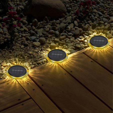 Set 4 lămpi solare LED rotunde pentru sol – Iluminat decorativ cu 8 LED-uri, TMHR603524 - Img 4