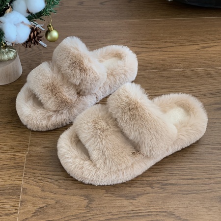 Șlapi de Casă Pufoși și Confortabili cu Aspect Natural, Papuci Călduroși pentru Acasă Deschisi la Degete, TMMX482239 - Img 4