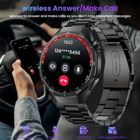 Smartwatch Sport cu ecran tactil, bratara metalica + silicon, TMRU7157377 - Img 7