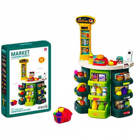 Supermarket, cu lumina si sunet + accesorii, pentru baieti, 51x27x78 cm, 44 piese