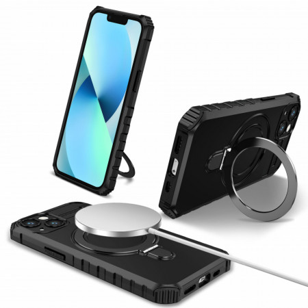 Tel Protect Armor Magsafe Metal Ring Case for Iphone 13 black - Img 2