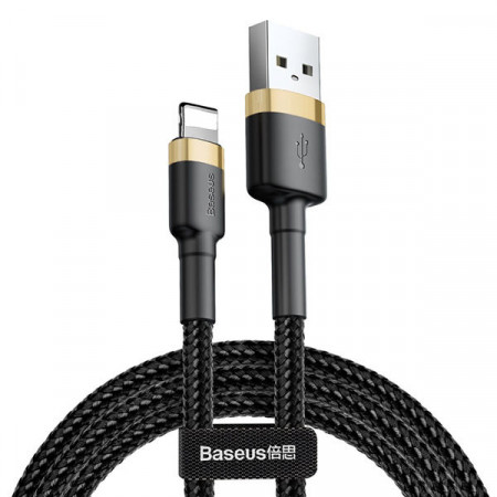 Baseus Cablu Cafule - USB to Lightning - 2.4A, 1 metru, negru/auriu, KABAV0508