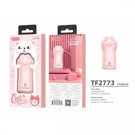 Baterie Externa CAT PALM 6500Mah 1Usb 2A, roz, PMTF360353