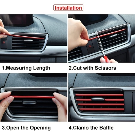 Benzi de decorare a aerului condiționat auto pentru priza de aerisire, 10 Buc - 20 cm, PMGN05061 - Img 6