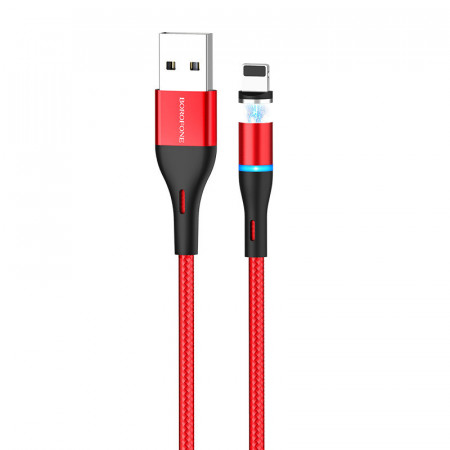 Cablu Borofone BU16 Skill magnetic - USB to Lightning - 2,4A 1,2 metri rosu - Img 3