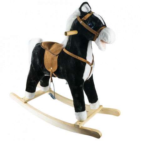 Calut balansoar, lemn + plus, negru, 78x28x68 cm