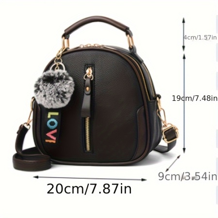Geantă de Damă cu Bretea Reglabilă și Accesoriu Puf, TMDY189956 - Img 4